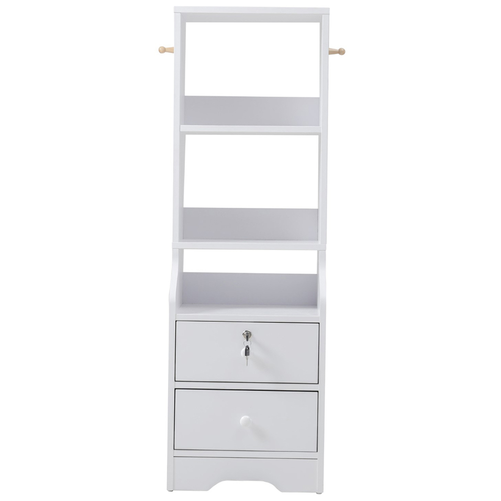 H&O Direct 2 Drawer 3 Shelf Slim Storage Unit with Lock Image 4