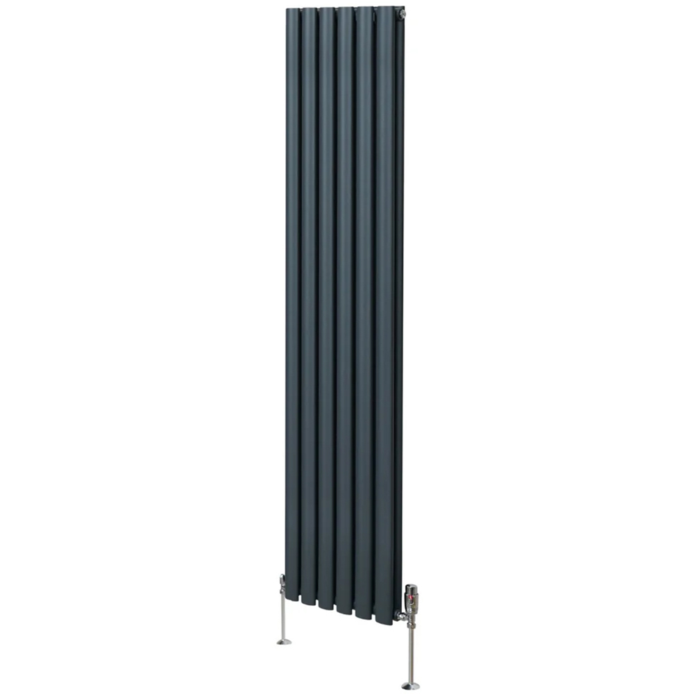 Monster Shop 4816BTU Anthracite Grey Oval Column Radiator and Valves 1800 x 360mm Image 3