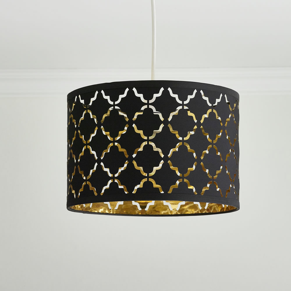Wilko Black Light Shade with Gold Lining Image 1