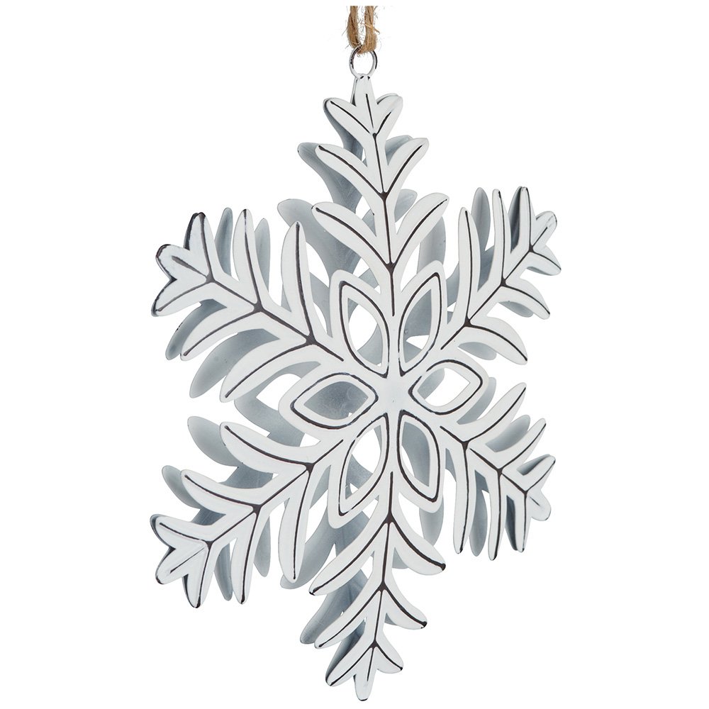 Wilko 6 Pack Frost Metal Snowflake Christmas Decoration Image 3