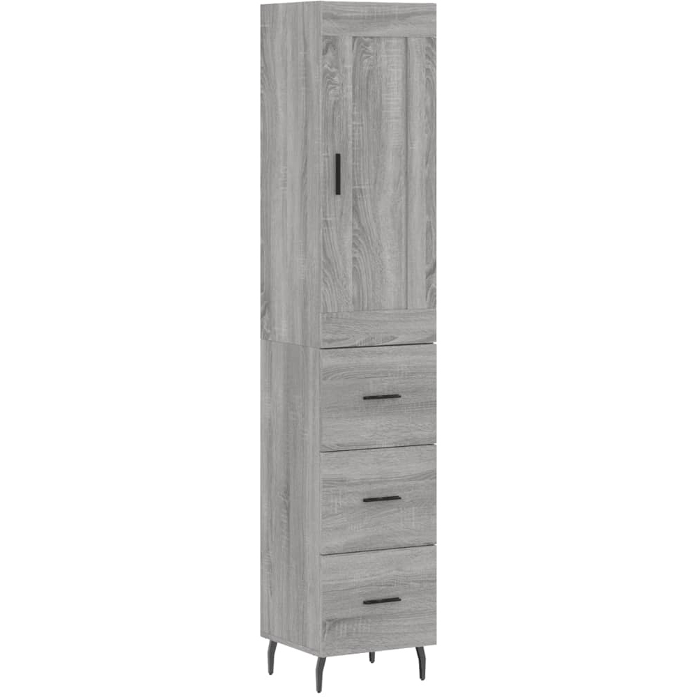 vidaXL Single Door 3 Drawer Grey Sonoma Highboard Image 2