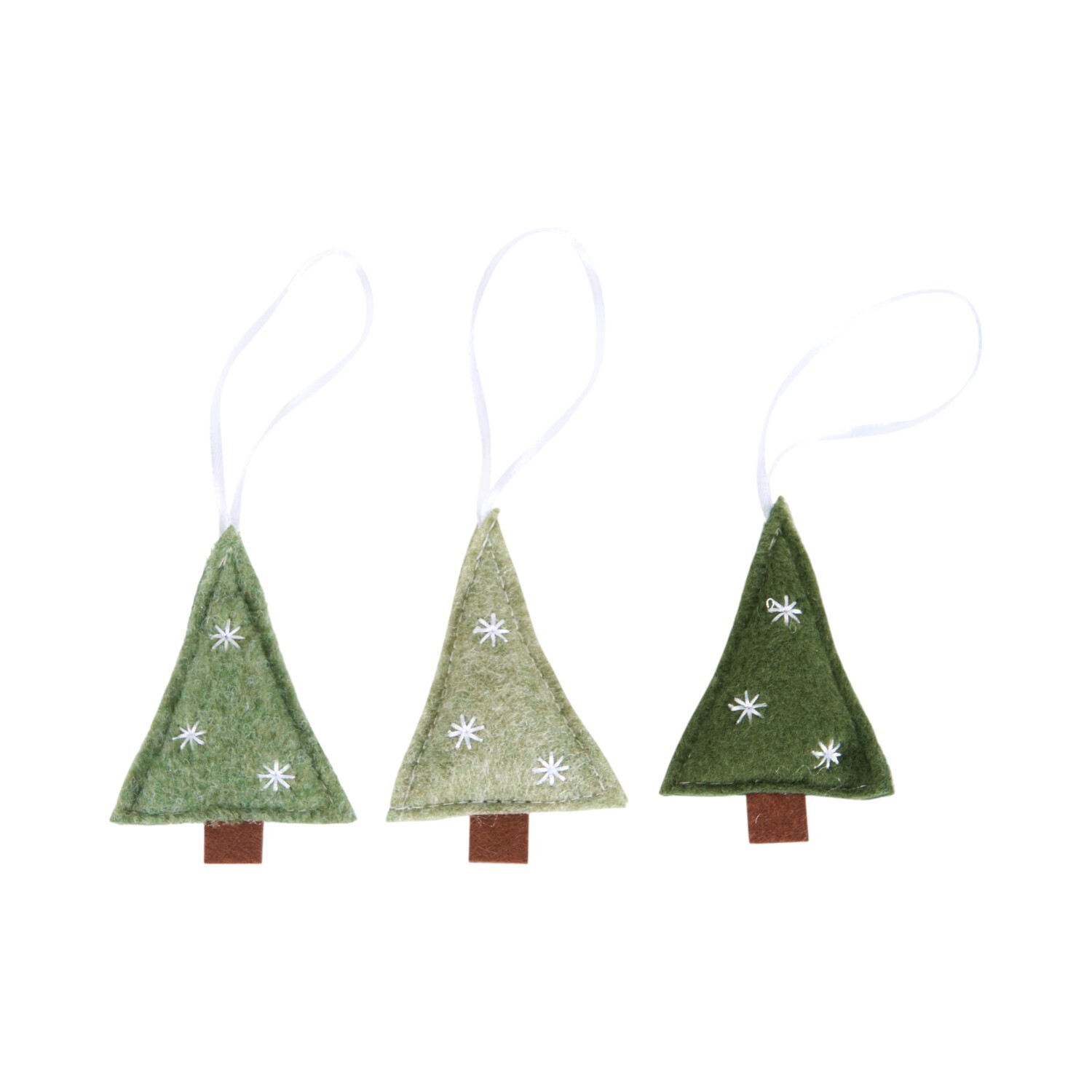 Set of 9 Hanging Felt Tree Decorations Green Image 1