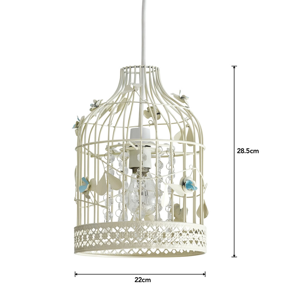 Wilko Cream and Blue Birdcage Light Shade Wilko