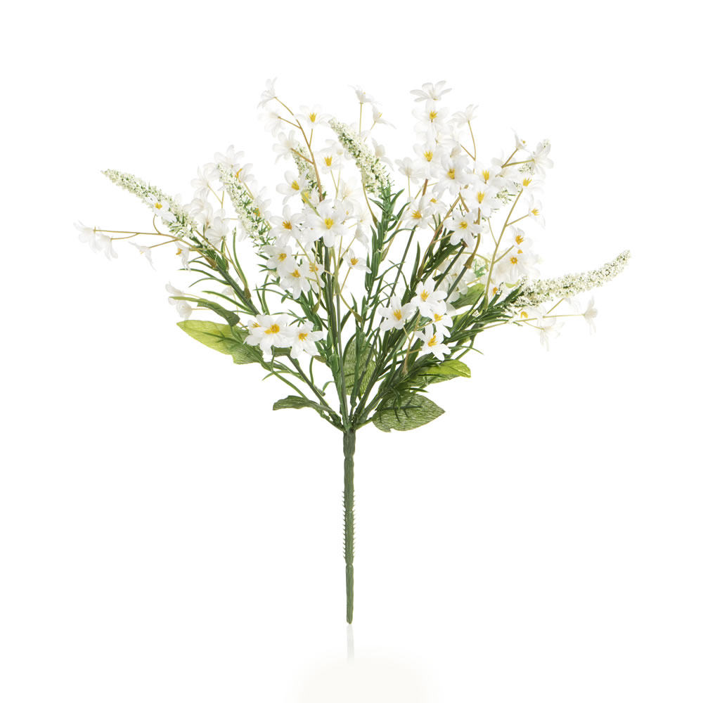 Wilko White Mixed Bunch of Artificial Flowers Image