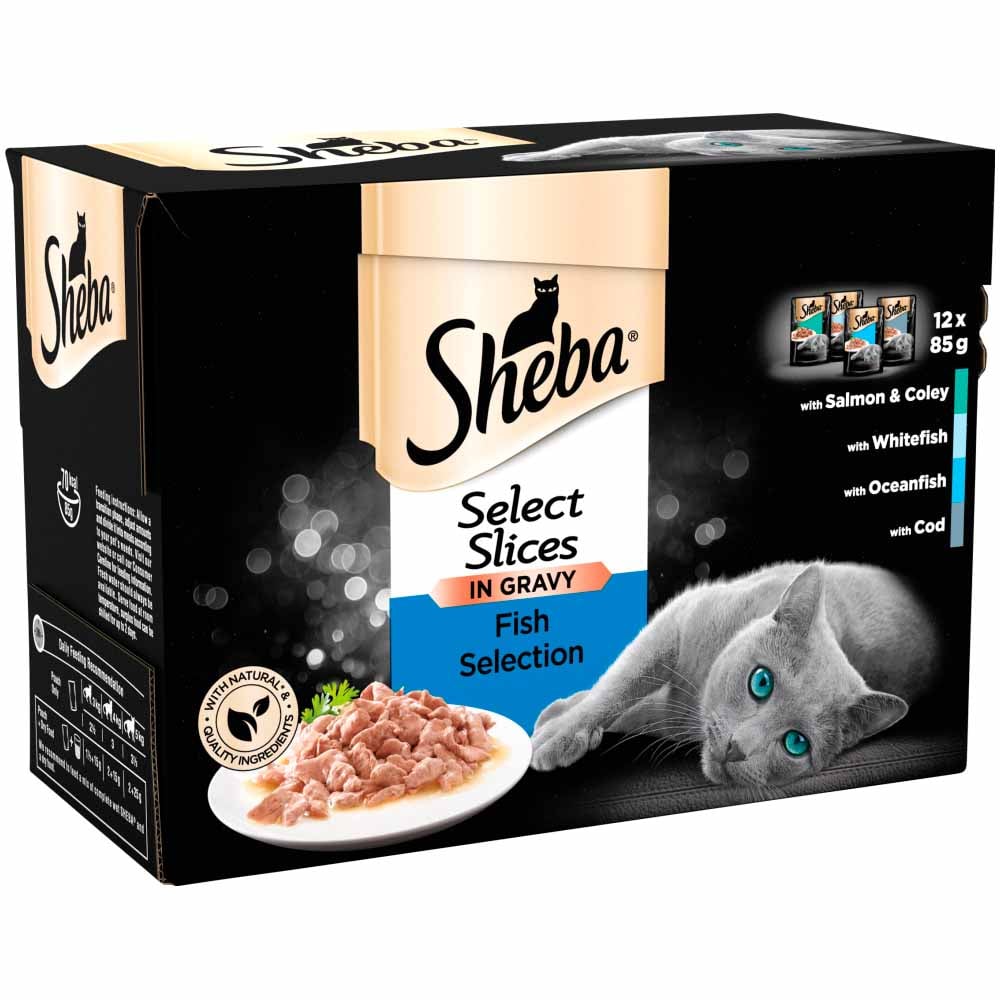 Sheba Select Slices Fish in Gravy Cat Food Pouches 85g Case of 4 x 12 Pack Image 3