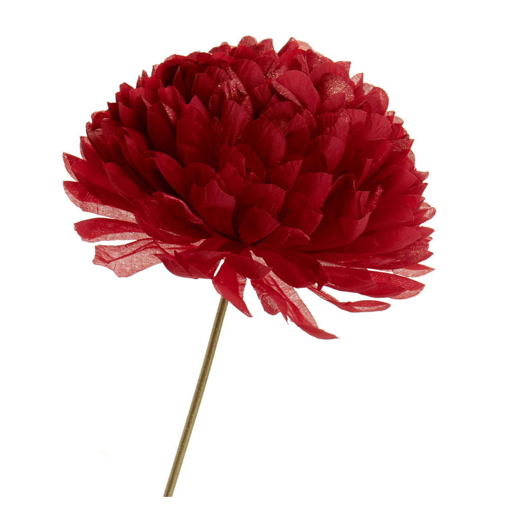 Wilko Red Pom Pom Single Stem Artificial Flower Image