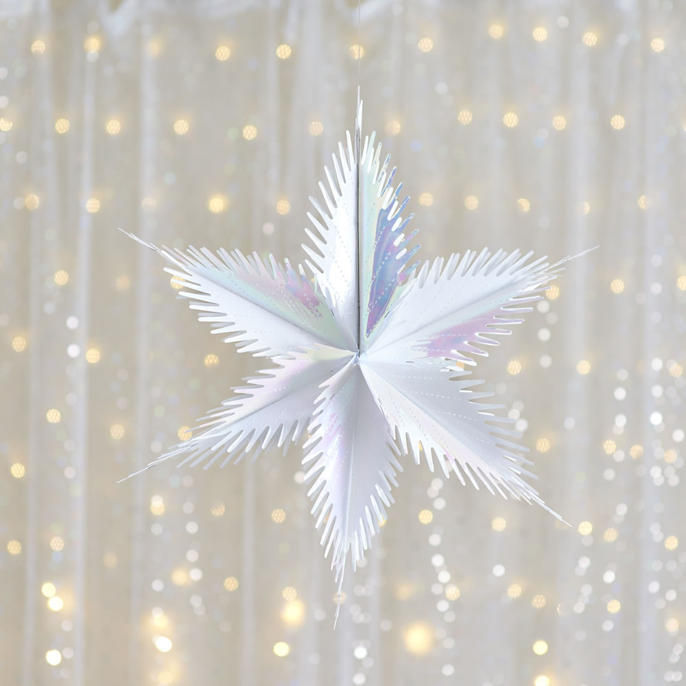 Wilko Vintage Foil Star Decoration in White       Pearlescent Image