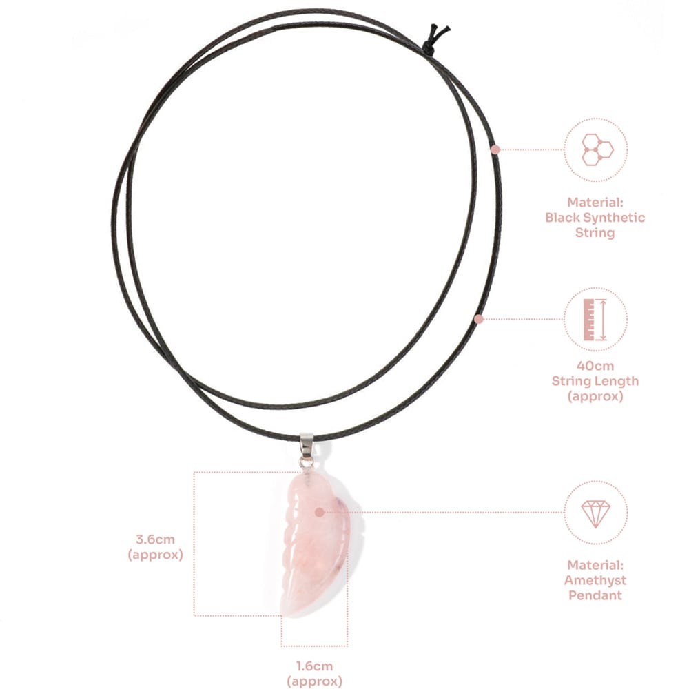 Myga Rose Quartz Angel Wing Pendant Necklace Image 4