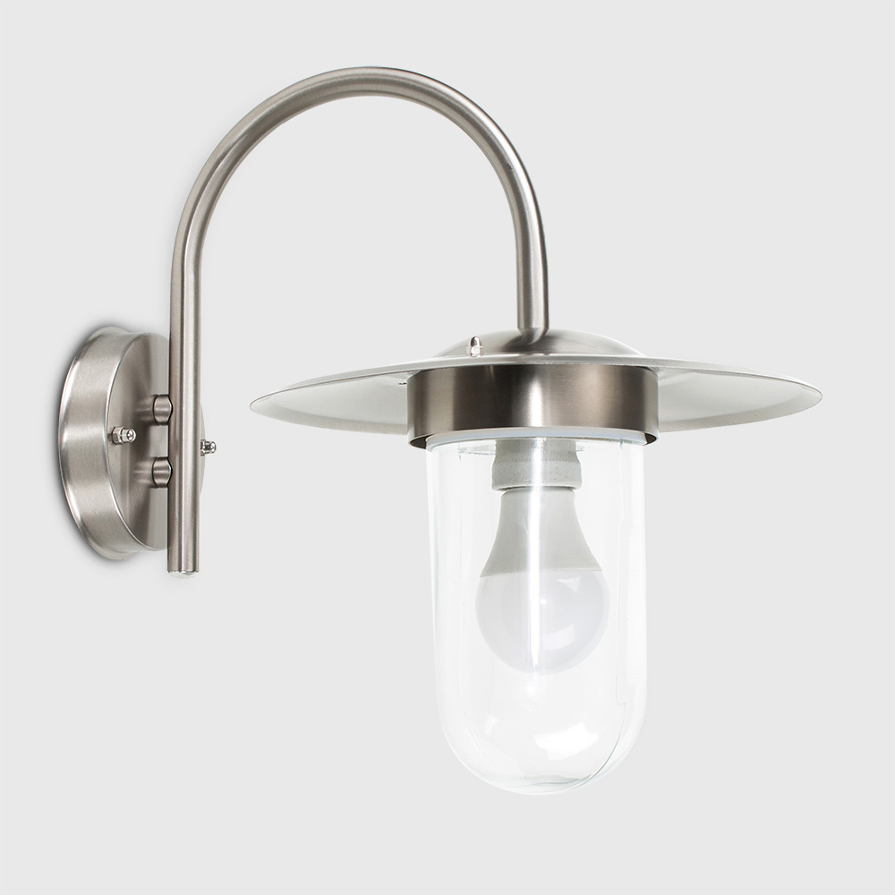 ValueLights Lancaster Silver Swan Neck Outdoor Wall Lantern Image 6