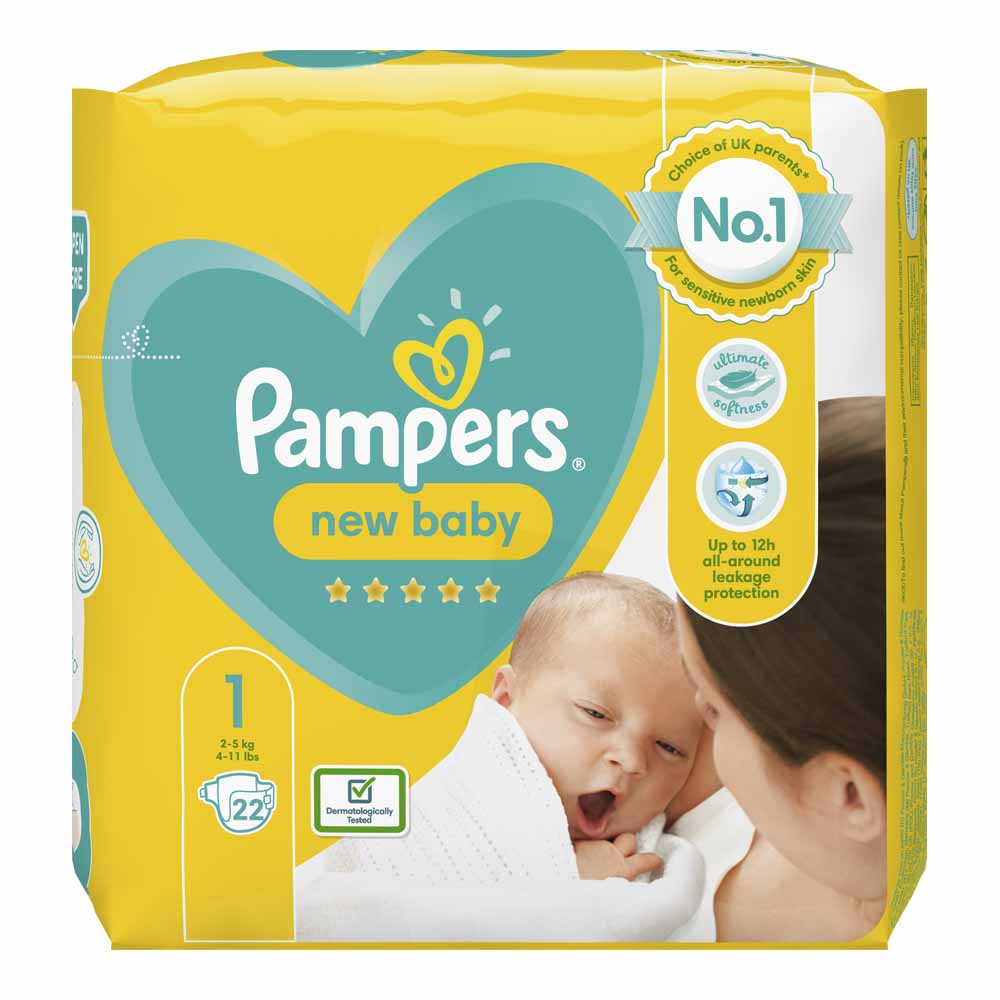 schuintrekken bevolking Onderhoud Pampers New Baby Nappies Size 1 (2-5 kg), 22 pack | Wilko