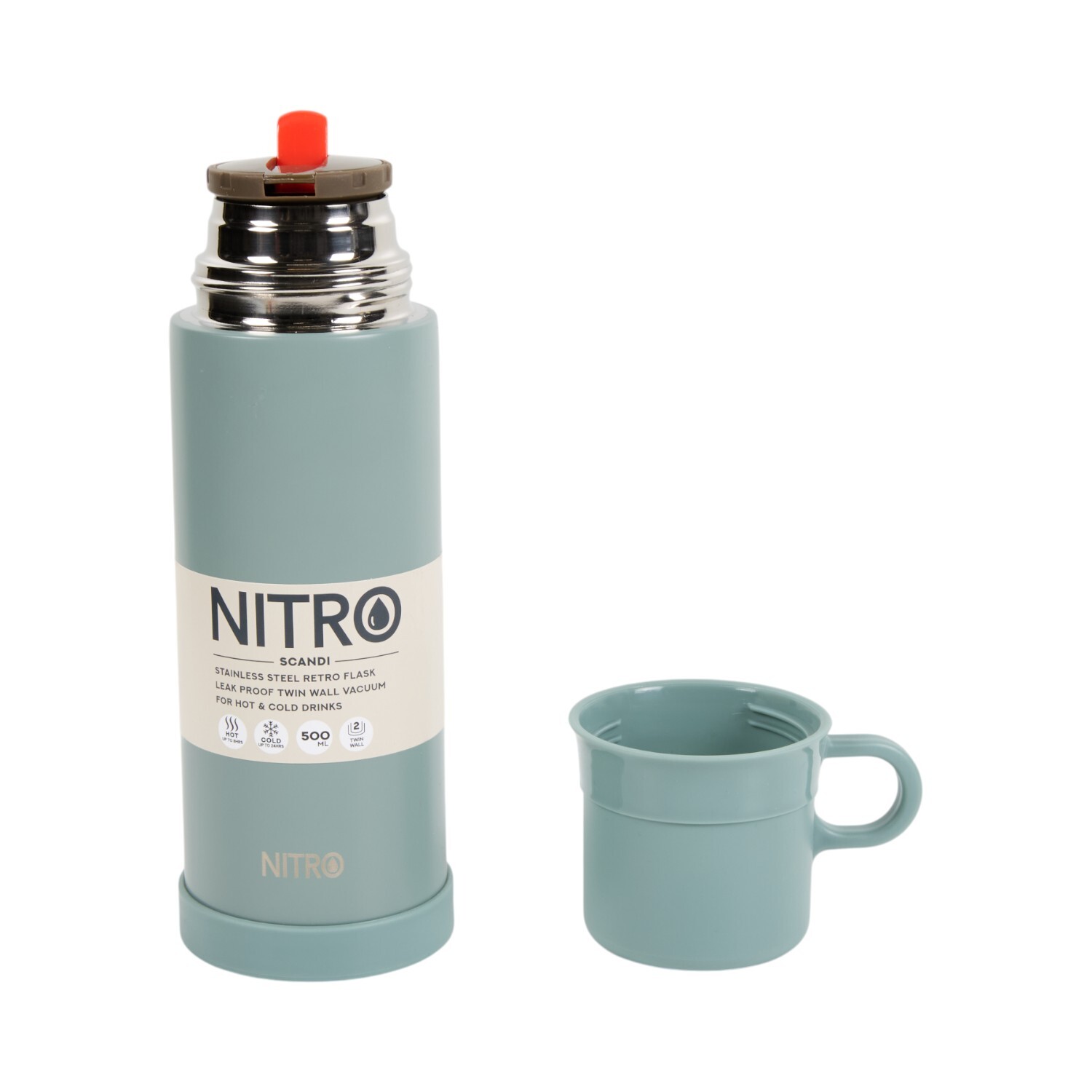 Nitro Scandi Stainless Steel Vacuum Retro Flask Image 8