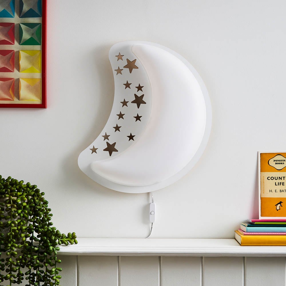 Glow White Moon with Stars LED Wall Lamp Image 5