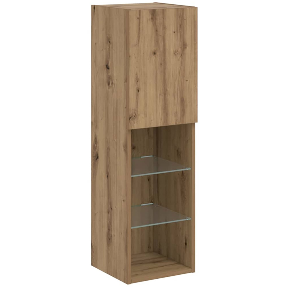 vidaXL Single Door 3 Shelf Artisan Oak Wall Mounted LED TV Cabinet Image 3