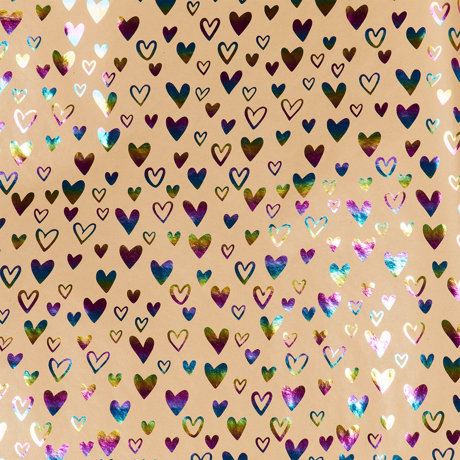 3 Metre Rainbow Hearts Gift Wrap Image 4