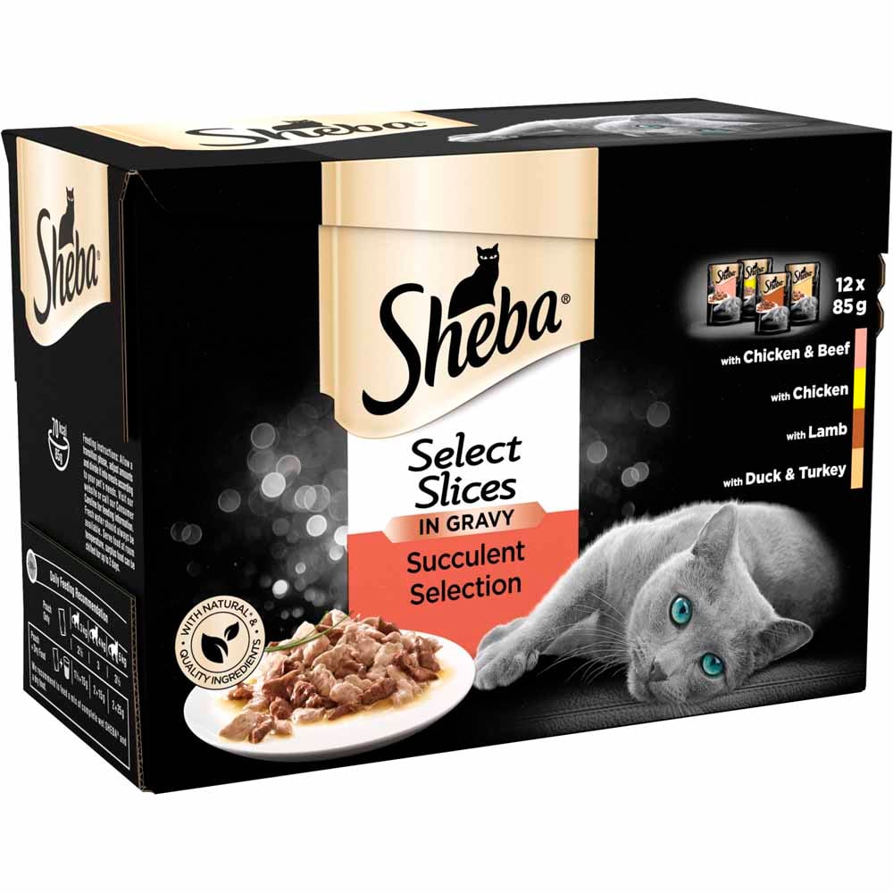 Sheba Select Slices Succulent Cat Food Pouches in Gravy 85g Case of 4 x 12 Pack Image 3