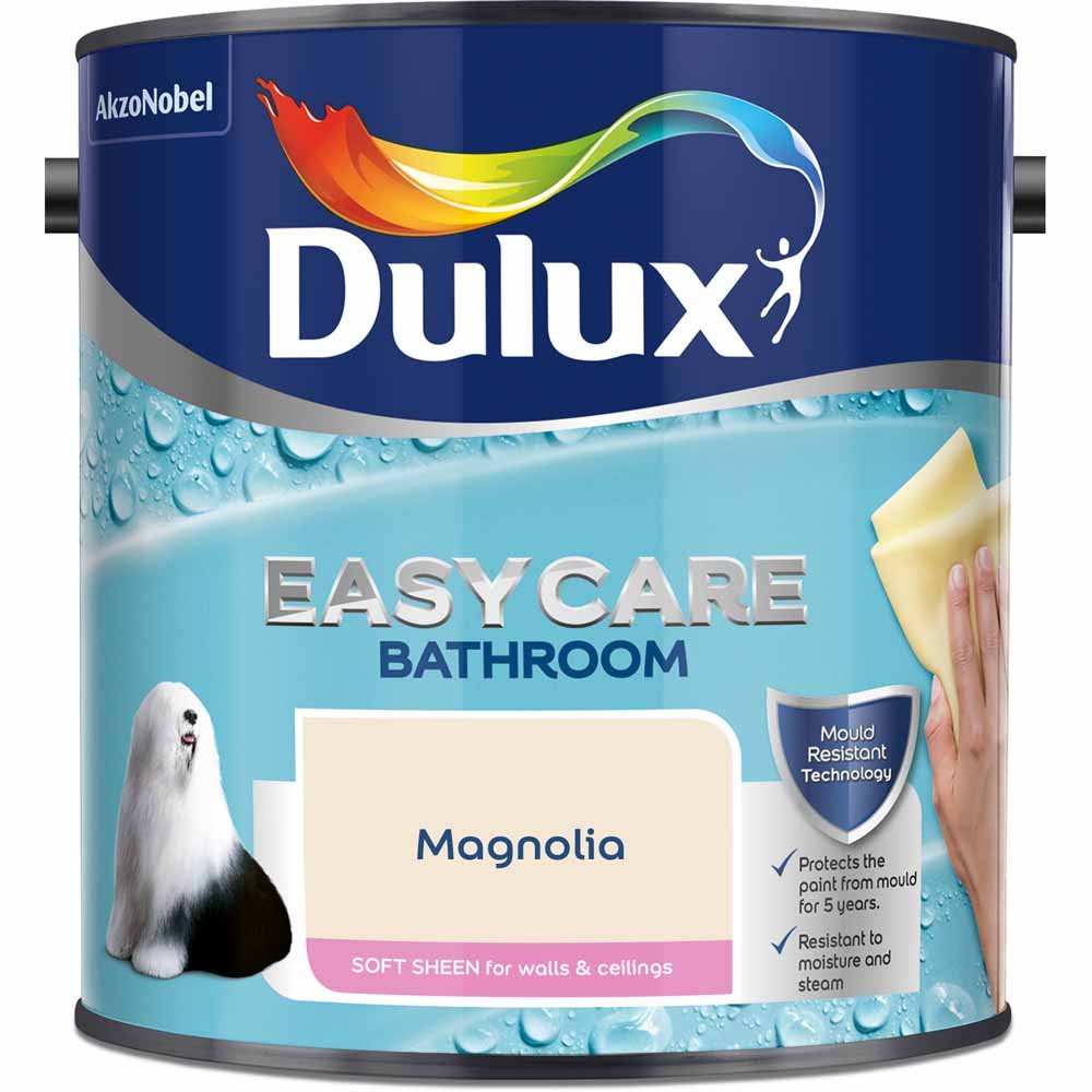 Dulux Easycare Bathroom Magnolia Soft Sheen Emulsion Paint 2.5L Image 2