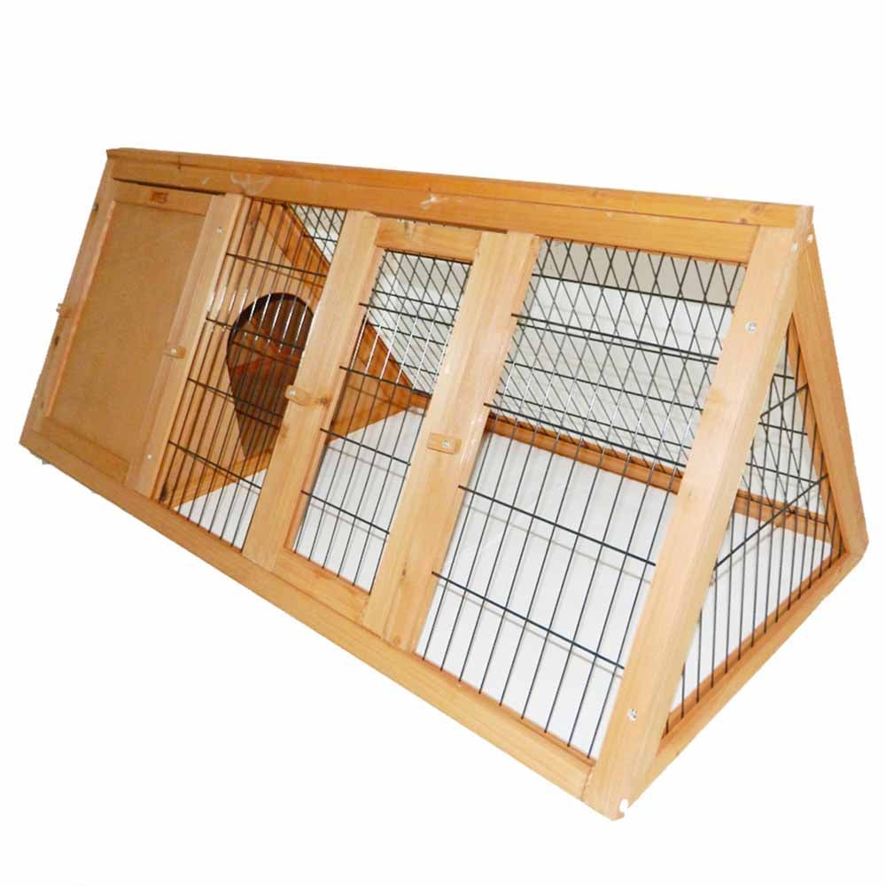 Charles Bentley Natural Wood Triangular Portable Pet Hutch and Run Image 1