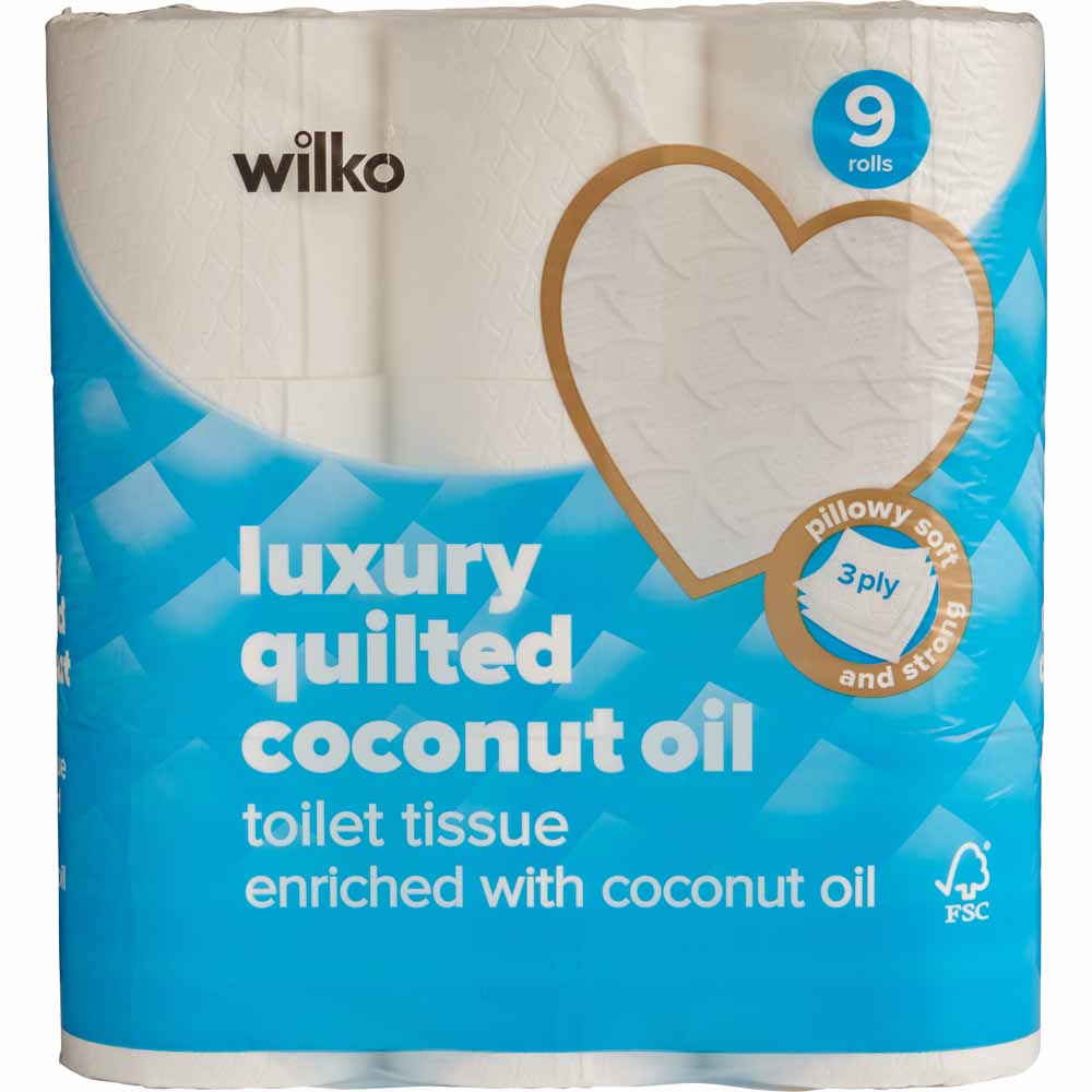 Wilko Luxury Quilted Coconut Toilet Rolls 9pk Image 1