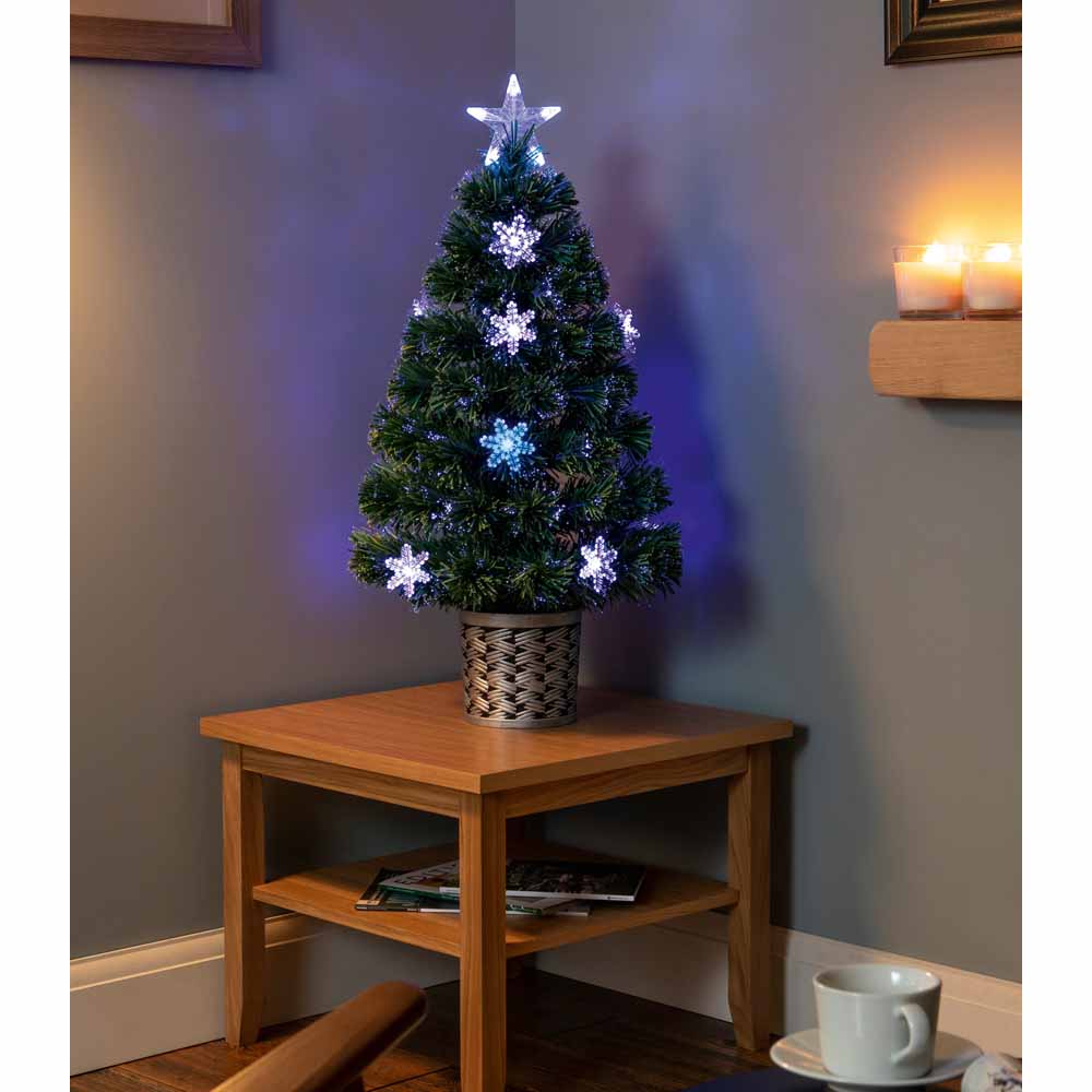 Premier 80cm Fibre Optic Coloured Snowflake Artificial Christmas Tree Image 2