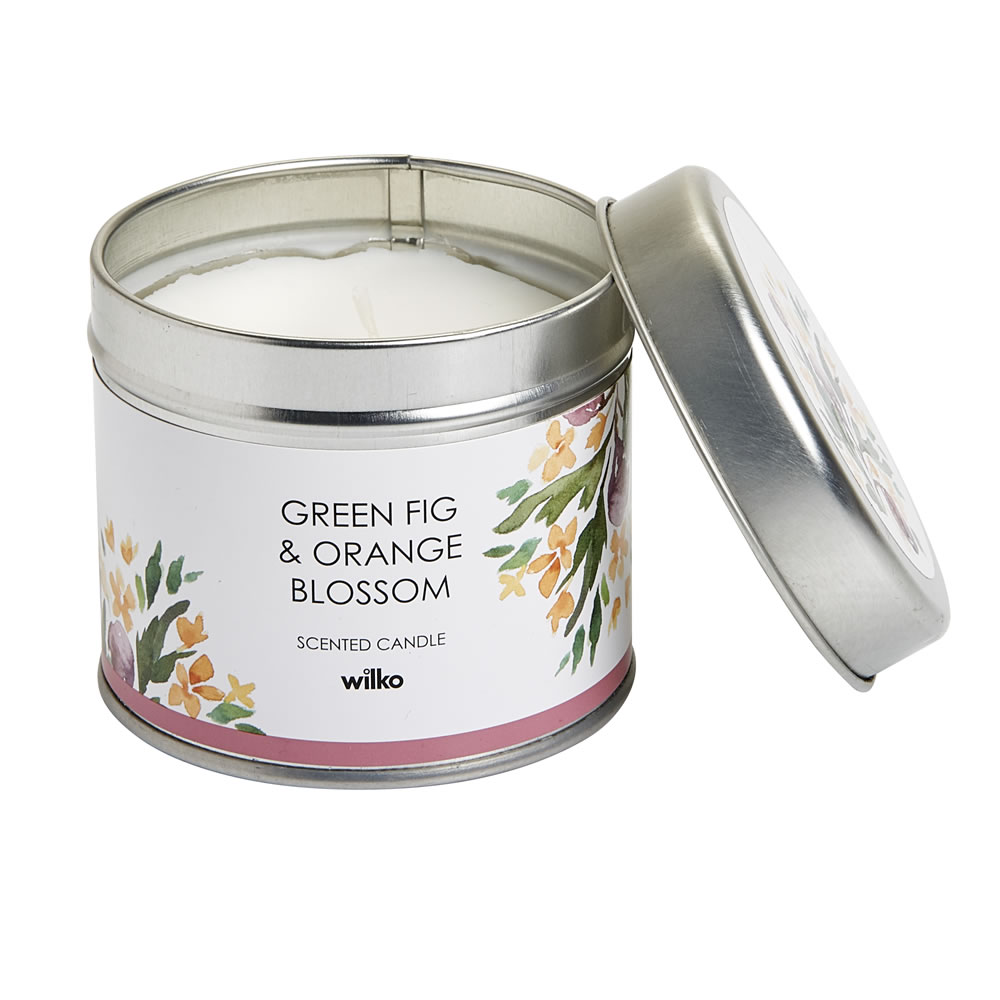 Wilko Green Fig and Orange Blossom Candle Tin Image 1