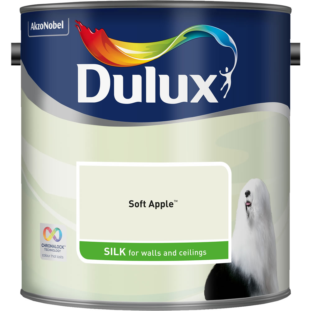 Dulux Soft Apple Silk Emulsion Paint 2.5L Image 1