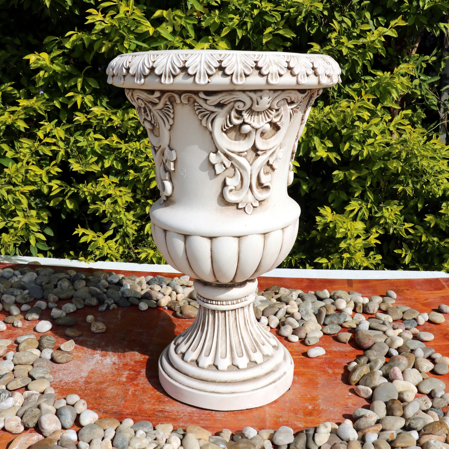 Flower Urn Standing Statue Off White Image 2