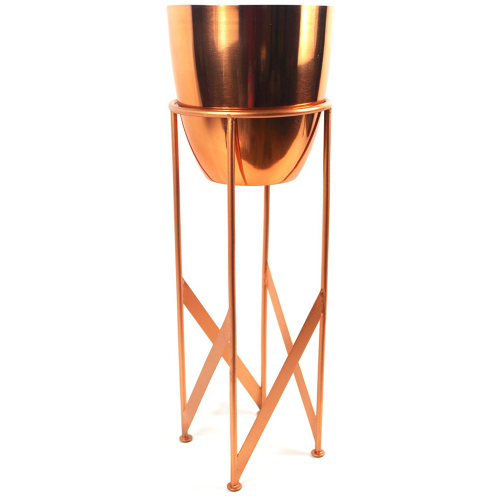 Leaf Copper Metal Stand and Planter Set 55cm Image 1