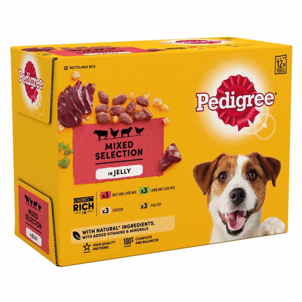 Pedigree Adult Wet Dog Food Pouches Mixed in Jelly 12 x 100g Image 3