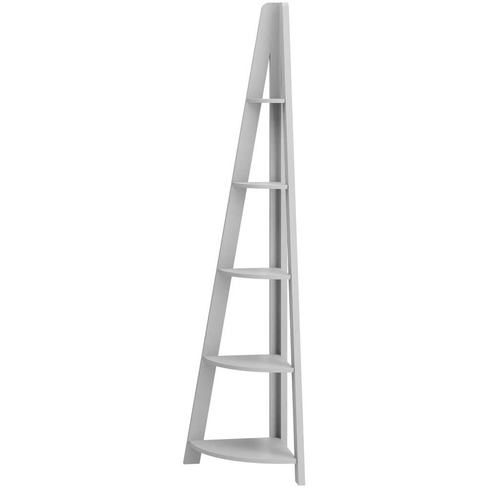 Tiva 5 Shelf Grey Corner Ladder Bookshelf Image 3