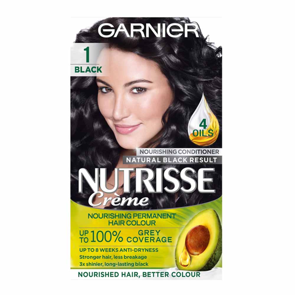 Garnier Nutrisse 1 Black Permanent Hair Dye Image 1