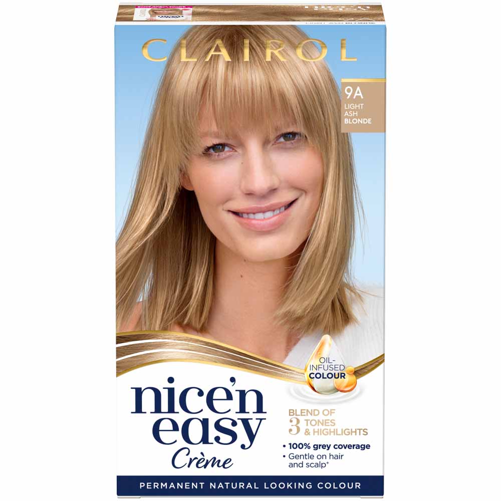 Clairol Nice'n Easy Light Ash Blonde 9A Permanent Hair Dye Image 1