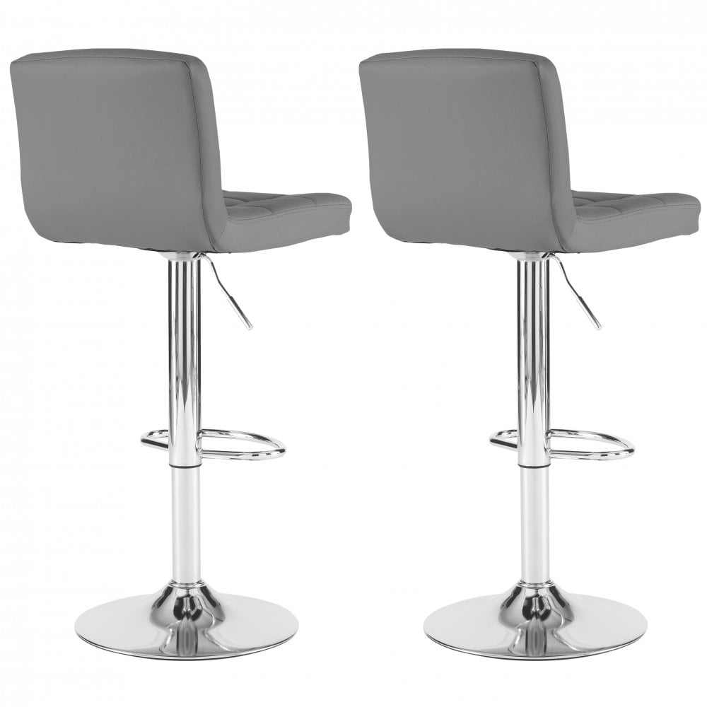 Neo Dark Grey and Chrome Faux Leather Swivel Bar Stool Set of 2 Image 4