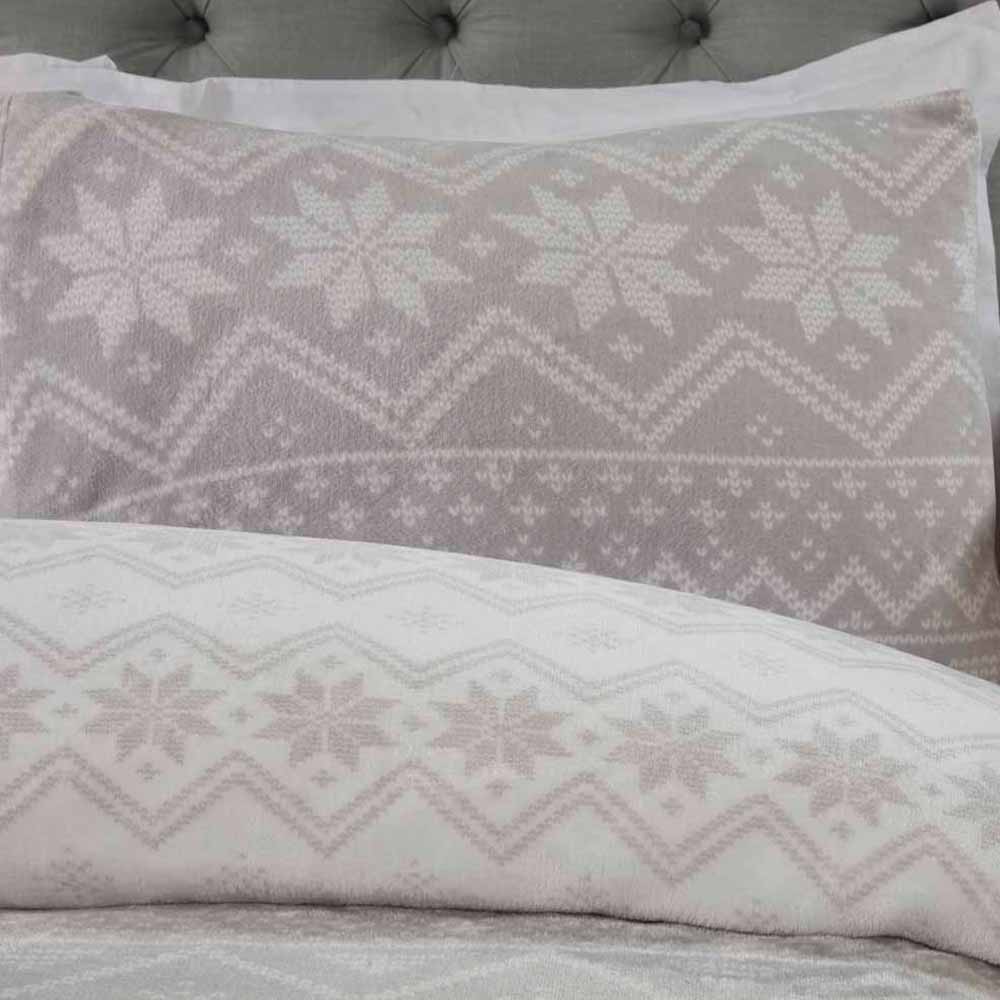 Sleepdown Grey Reversible Fairisle Fleece Duvet Set Double Image 2