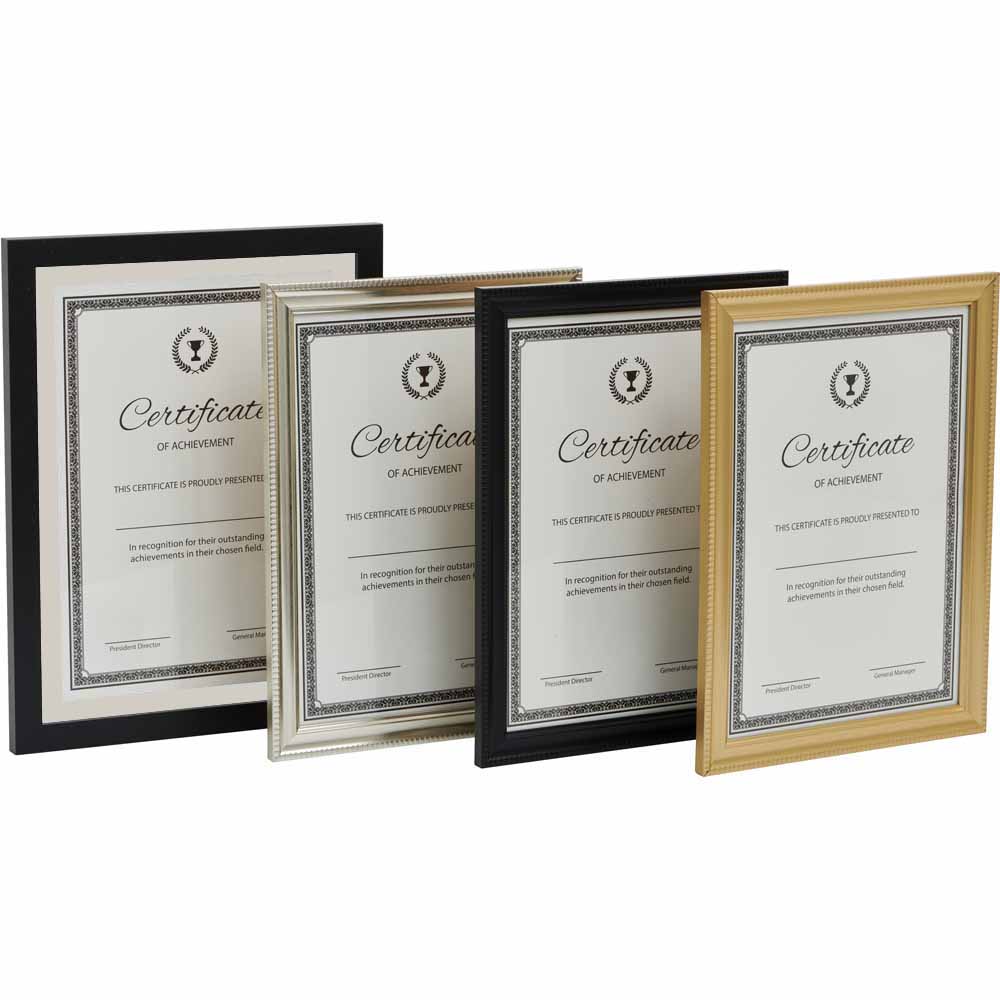Wilko Glass Black Certificate Frame A4 Wilko