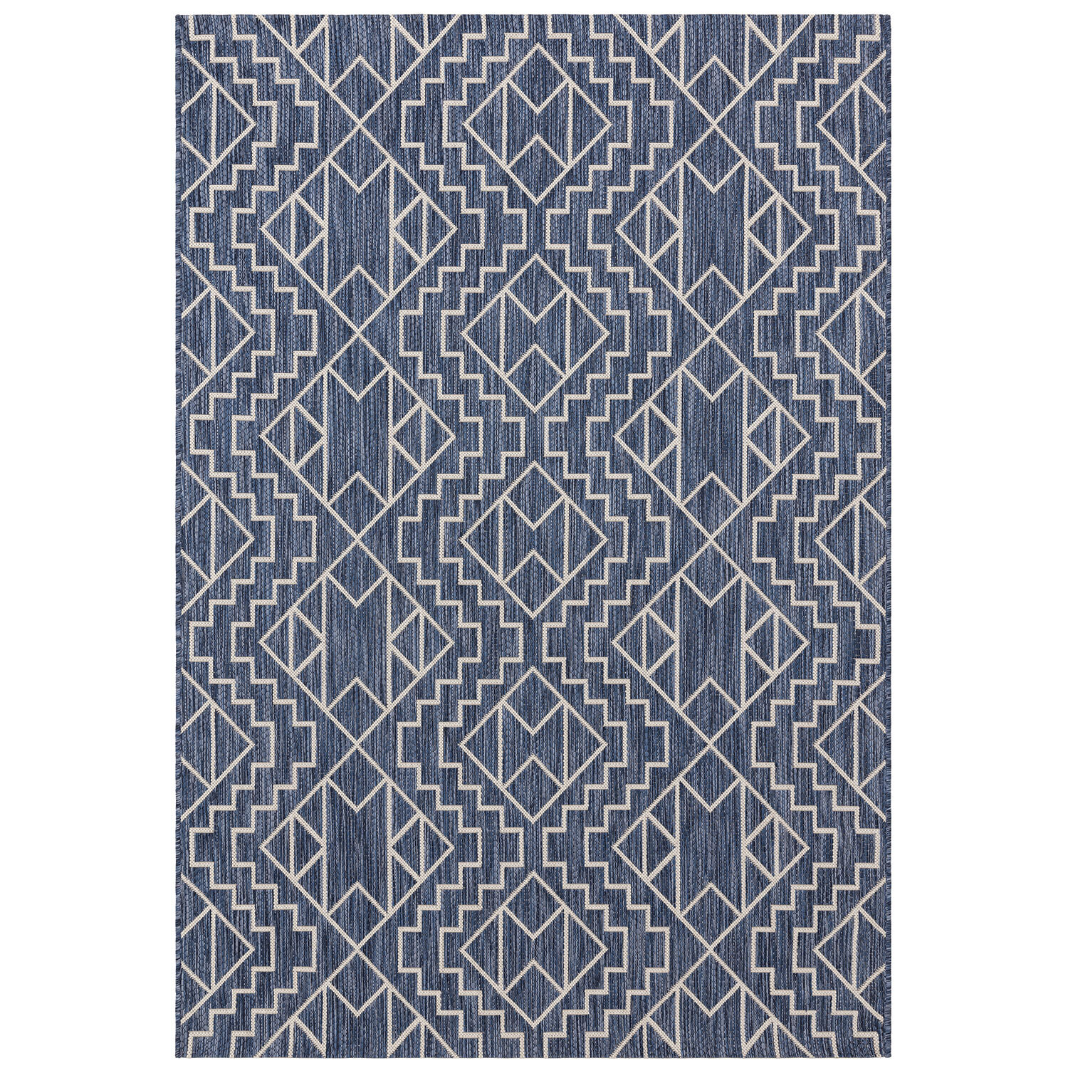 Blue Aztec Indoor Outdoor Rug 160cm Image 1