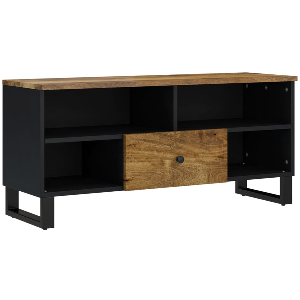 vidaXL Single Drawer 4 Open Shelf Honey Brown Solid Wood Mango TV Cabinet Image 9