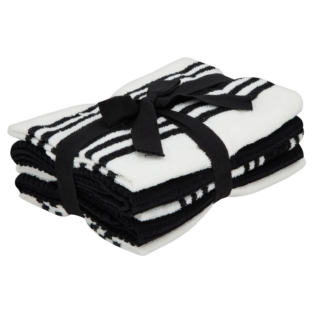 Wilko Black and White Tea Towels 5 pack Image