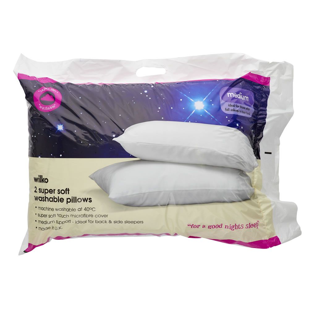 Wilko White Washable Supersoft Medium Pillows 2 Pack Image 5