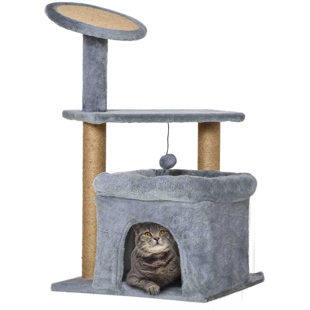 PawHut Cat Tree Tower with Scratching Post Image 1