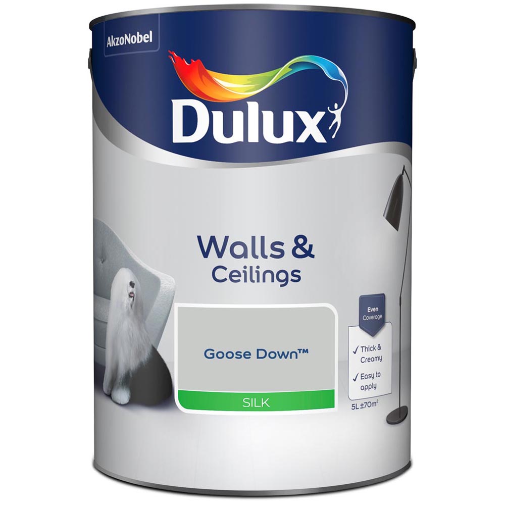 Dulux Walls & Ceilings Goose Down Silk Emulsion Paint 5L Image 2