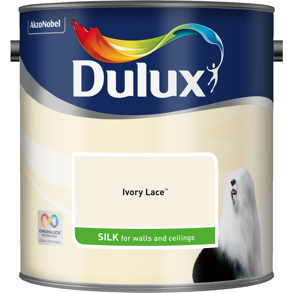 Dulux Ivory Lace Silk Emulsion Paint 2.5L Image 1