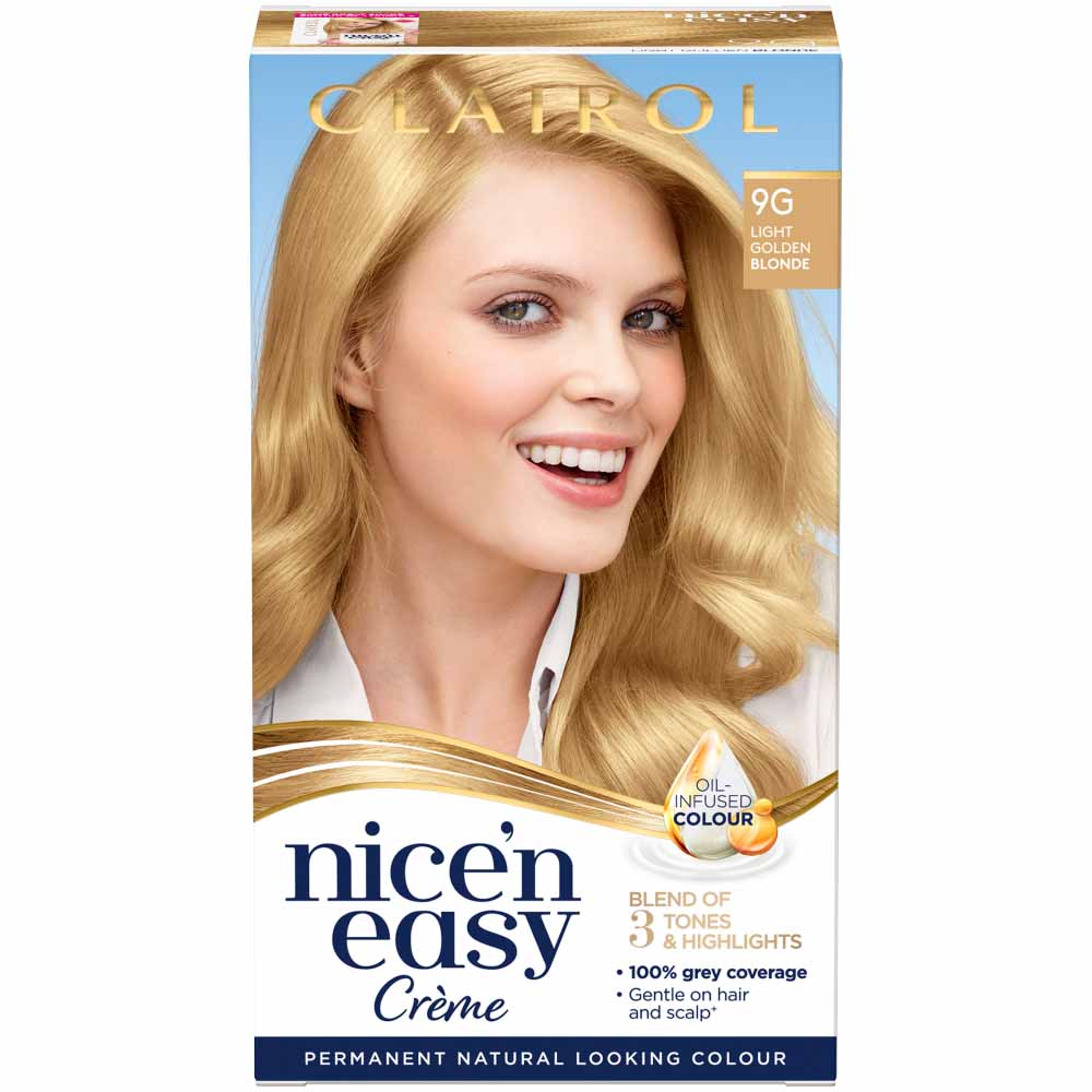 Clairol Nice'n Easy Light Golden Blonde 9G Permanent Hair Dye Image 1