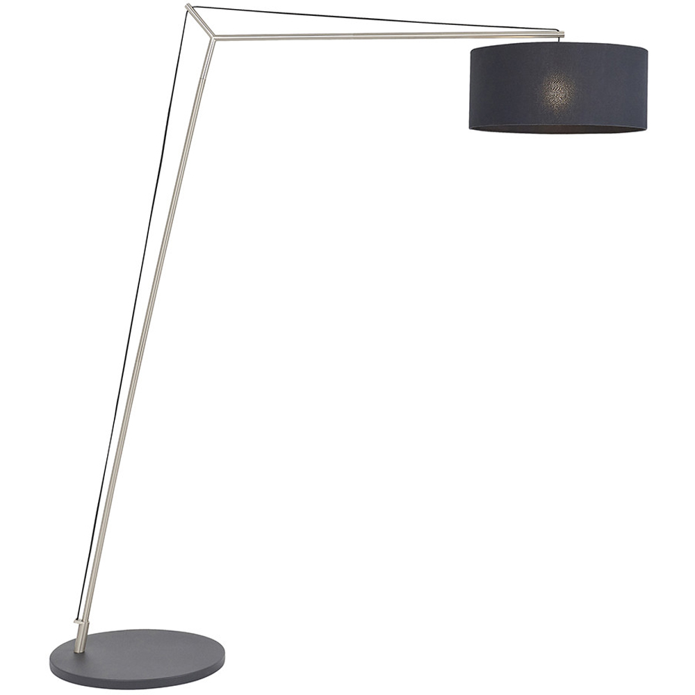 Merano Ravenna Black Cotton Fabric Shade Matt Nickel Plate Floor Lamp Image 3