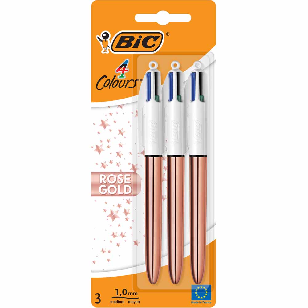 Bic 4 Colour Rose Gold Pen 3pk Image 1
