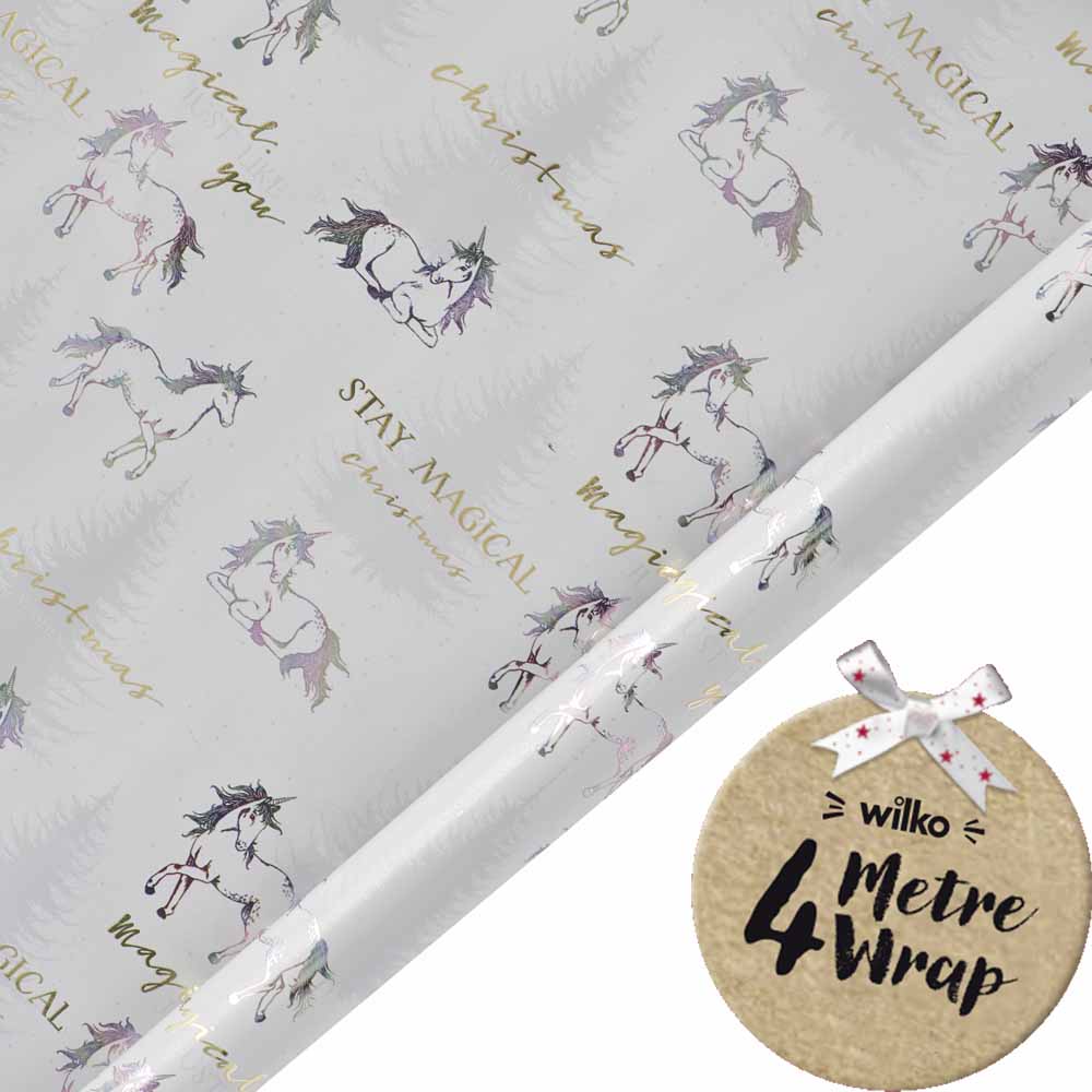 Wilko 4m Dreamland Unicorn Christmas Wrapping Paper Image 1