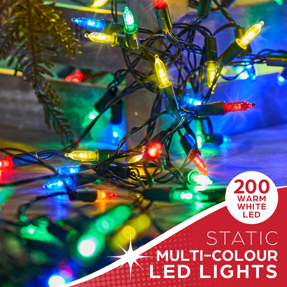 The Christmas Workshop 200 Multicolour Ultra Bright Christmas Tree Lights Image 7