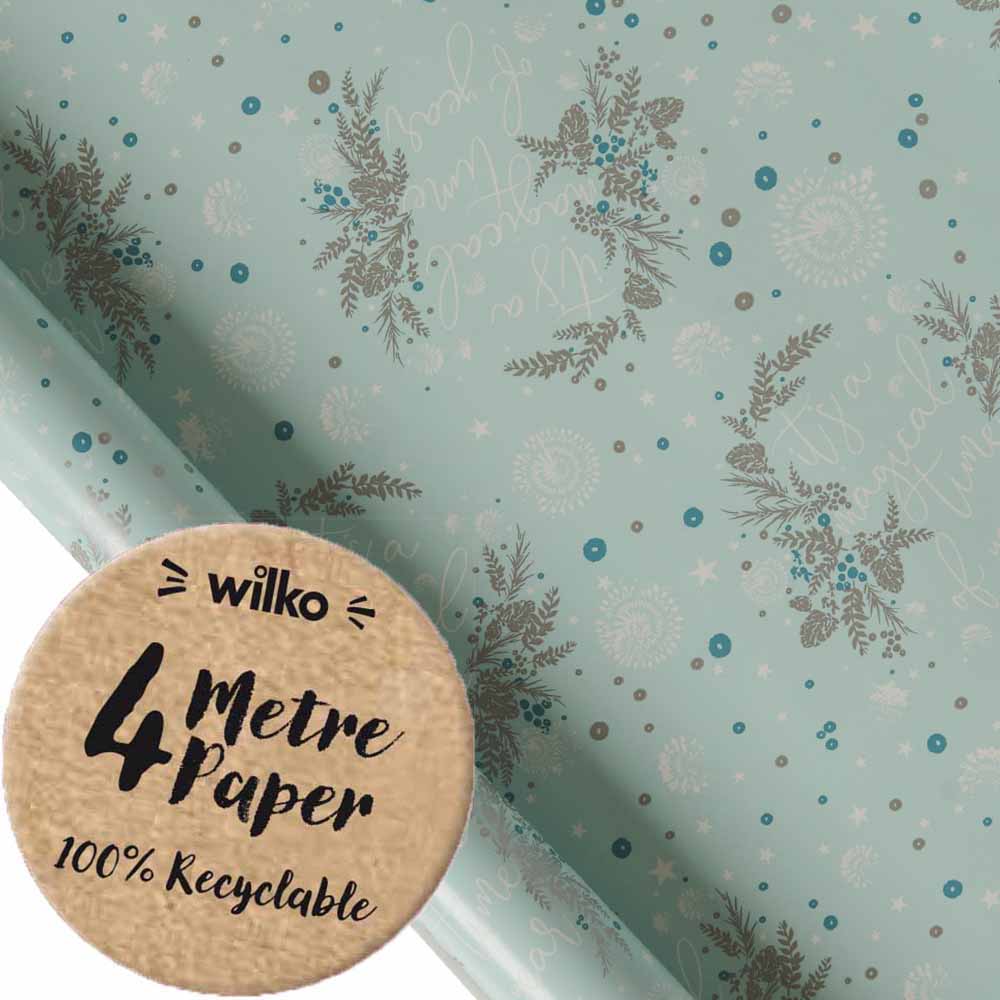 Wilko Christmas Roll Wrapping Paper Magical Slogan Wreath 4m Image 1