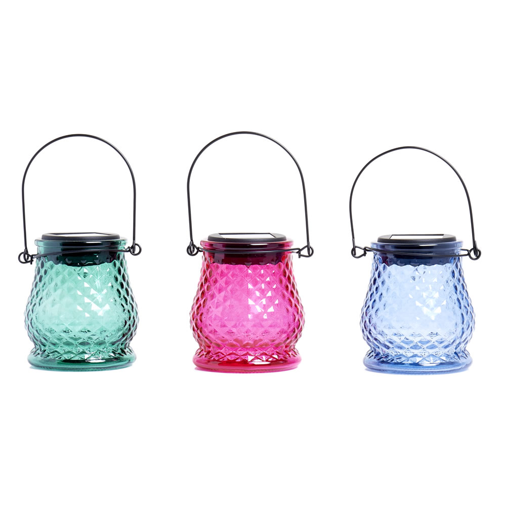 Wilko Solar Lantern Coloured Glass Jar Image 1