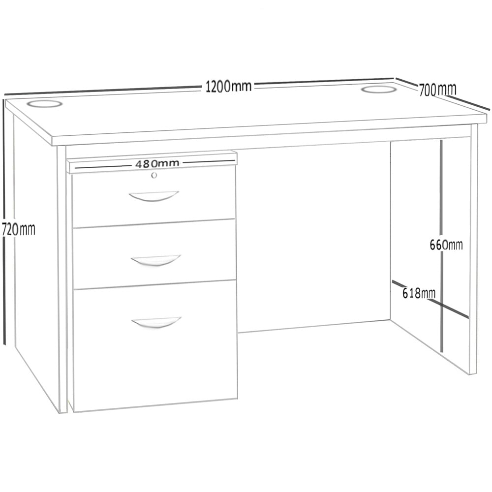 R White Cabinets 3 Drawer Home Office Desk with Hutch Brown Image 5