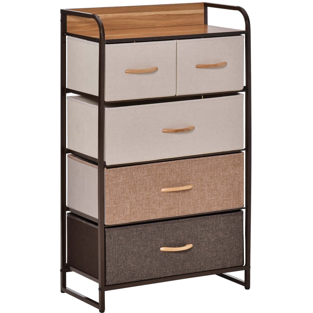 Portland 5 Drawer Brown and Wood Effect Chest of Drawers Image 2